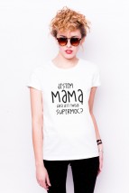 T-shirt damski z nadrukiem - mama supermoc - ALLBAG Wadowice