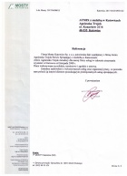 Referencja od firmy Mosty Katowice Sp. z o.o.