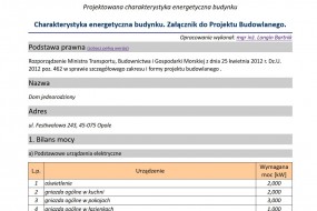 Charakterystyka energetyczna - Longin Bartnik Opole