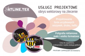 projety graficzne , logo, artykuły reklamowe, odrysowywanie wektorowe, - ATLINE.TEX  Tomasz Rachalewski Łódź
