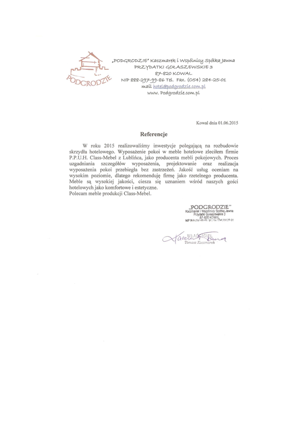 Referencja od firmy Hotel Podgrodzie
