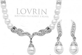Srebrny komplet biżuterii białe perły królewska kolia cyrkonie - LOVRIN Nowy Sącz