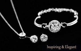 Srebrny komplet biżuterii cyrkonie białe kryształki kamienie drobne - LOVRIN Nowy Sącz