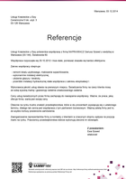 Referencja od firmy Usługi Krawieckie u Ewy