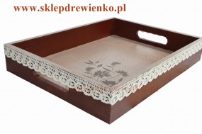 Taca duża prostokątna decoupage, brązowa. - HEWAN DECOUPAGE Małgorzata Kania Kalisz