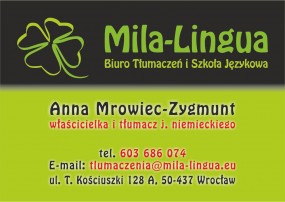 Zamówienie Usługi Tłumaczeniowej - MILA-LINGUA Anna Mrowiec-Zygmunt Wrocław