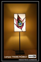Lampa nowoczesna Pawie pióro  (projekt autorski) - BIENIART Pracownia Witraży i Fusingu Kamila Bienia-Borowska Łódź
