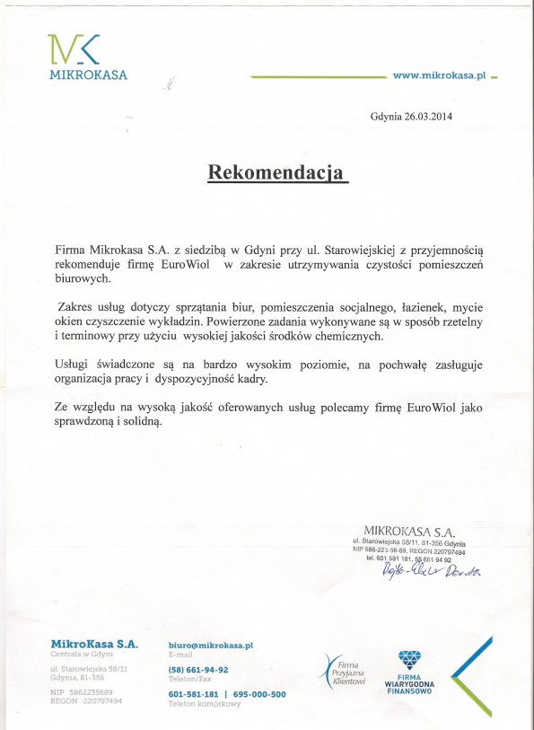Referencja od firmy MIKROKASA
