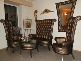 Komplet mebli kanapa +2 fotele + pufa(stolik) + lustro - Na Polnej Pracownia Tapicerska Radom