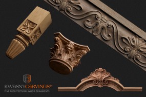 Dekoracyjne aplikacje meblowe - KWASNYCARVINGS - ornamenty drewniane Jaworze