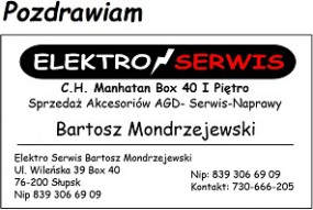 Naprawa Pralek - ELEKTRO SERWIS Bartosz Mondrzejewski Słupsk