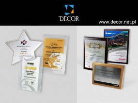 Dyplomy, certyfikaty, grawertony - szklane, metalowe, drewniane - DECOR - Statuetki, Puchary, Cięcie wodą Zręcin