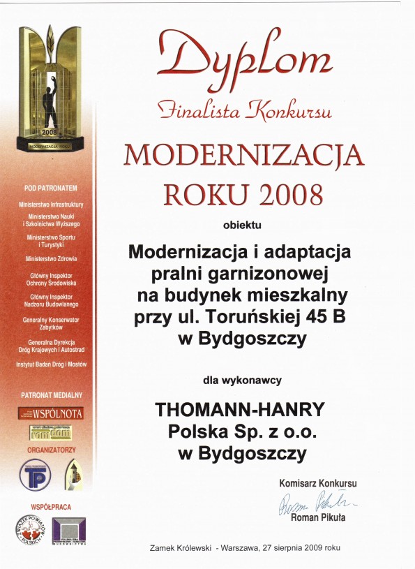 Referencja od firmy Modernizacja roku 2008