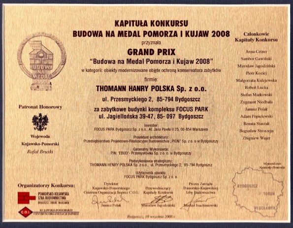 Referencja od firmy Budowa na medal Pomorza i Kujaw w 2008