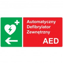 Tablica kierunkowa do oznaczania defibrylatora AED w Lewo - KREDOS Olsztyn