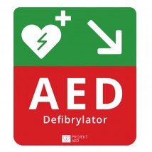 Tablica kierunkowa do oznaczania defibrylatora AED w Prawo w Dół - KREDOS Olsztyn