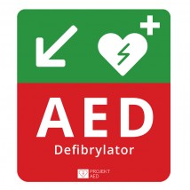 Tablica kierunkowa do oznaczania defibrylatora AED w Lewo w Dół - KREDOS Olsztyn