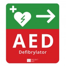 Tablica kierunkowa do oznaczania defibrylatora AED w Prawo ( kwadratow - KREDOS Olsztyn