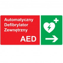 Tablica kierunkowa do oznaczania defibrylatora AED w Prawo - KREDOS Olsztyn
