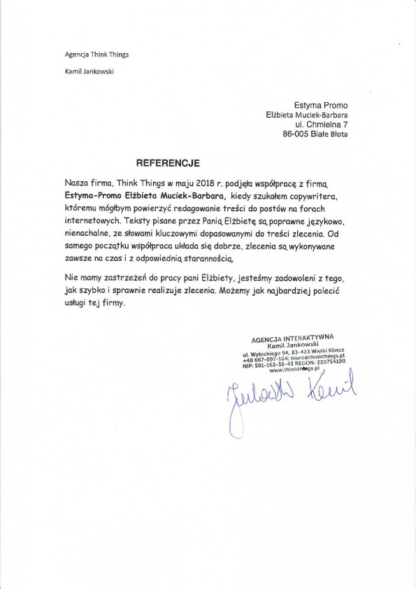 Referencja od firmy Agencja Interaktywna