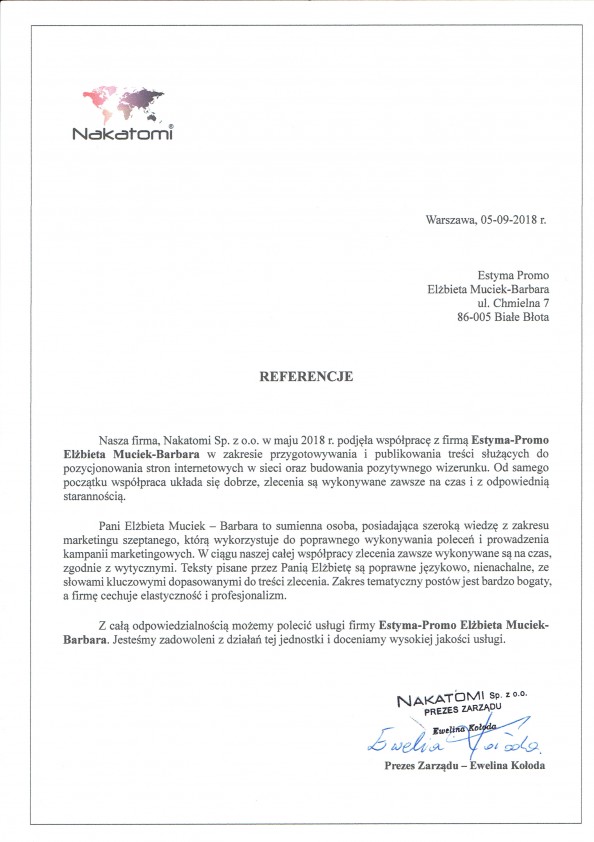 Referencja od firmy Nakatomi