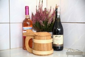 Dębowy kufel na piwo z klapką - F.P.H.U drewpart Szerzyny