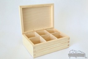 Pudełko z 6 przegródkami na drobiazgi - F.P.H.U drewpart Szerzyny