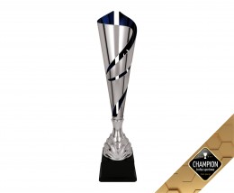 Puchar metalowy srebrno-niebieski - Champion Trofea Sportowe Gliwice