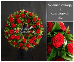 Wieniec okrągły z czerwonych róż - Florystyka Pogrzebowa - Kwiaty Mazowsze Warszawa