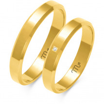 Obrączki - Płaskie fazowane z brylantem - Obrączki Legnica Legnica