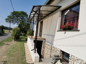 nowoczesne zadaszenie stalowe z poliwęglanu na wymiar z montażem ocynk - Wojtdach Zadaszenia Tarasów Balkonów Wiaty Samochodowe Garażowe Daszki nad Dr