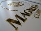 Litery przestrzenne z tworzywa Logo wycinane z lustrzanego pleksiglasu złotego gr. 3 mm - Mińsk Mazowiecki Agencja Reklamowa ARek