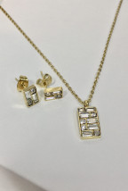 Komplet biżuterii damski złoty z cyrkoniami naszyjnik i kolczyki - OTIEN Nowy Sącz