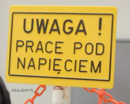 Tablica ostrzegwacza Prace Pod Napięciem - REAL BHP - Artykuły BHP i Sprzęt Elektroizolacyjny Warszawa