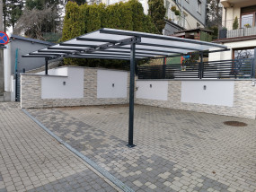 nowoczesna stalowa wiata samochodowa poliwęglan ocynk na wymiar montaż - Wojtdach Zadaszenia Tarasów Balkonów Wiaty Samochodowe Garażowe Daszki nad Dr