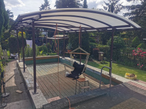 nowoczesna stalowa wiata samochodowa poliwęglan ocynk na wymiar montaż - Wojtdach Zadaszenia Tarasów Balkonów Wiaty Samochodowe Garażowe Daszki nad Dr