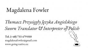 Tłumaczenia przysięgłe na język angielski lub polski - Tłumacz Przysięgły Języka Angielskiego Magdalena Fowler Reszel