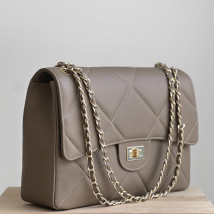 Torebka taupe skórzana na łańcuszku VIVIENNE - Cellini Anastasiya Bezborodova Piaseczno