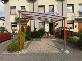 nowoczesna stalowa wiata samochodowa poliwęglan ocynk na wymiar montaż - Wojtdach Zadaszenia Tarasów Balkonów Wiaty Samochodowe Garażowe Daszki nad Dr