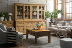 Drewniana witryna w stylu vintage. - MEBLO-WOSK Producent Mebli Stylizowanych Białka