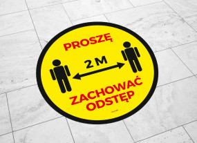 Naklejka podłogowa Zachowaj odstęp 2 m średnica 30 cm - Kunke Poligrafia Sp. z o.o. Inowrocław