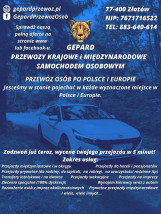 Przejazdy Międzynarodowe - Gepard-Przewozy Krajowe Samochodem Osobowym   Przewóz Osób po Polsce Złotów